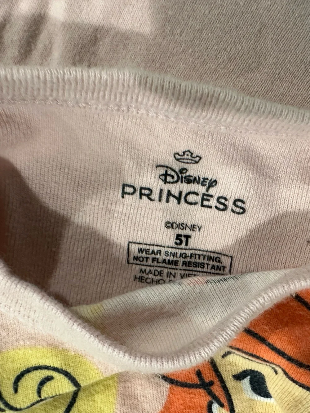 Disney Princess Soft Pink Graphic Pajama Top with Multicolor Prints